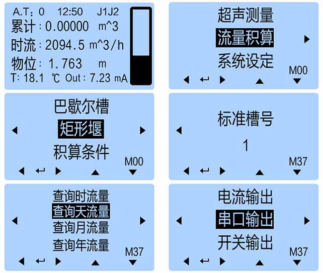 超聲波明渠流量計(jì)儀表顯示圖