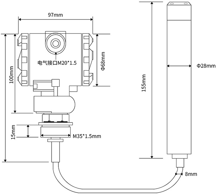 水池液位變送器外形尺寸圖