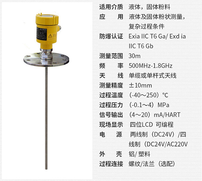 桿式雷達(dá)液位計RD710技術(shù)參數(shù)表圖