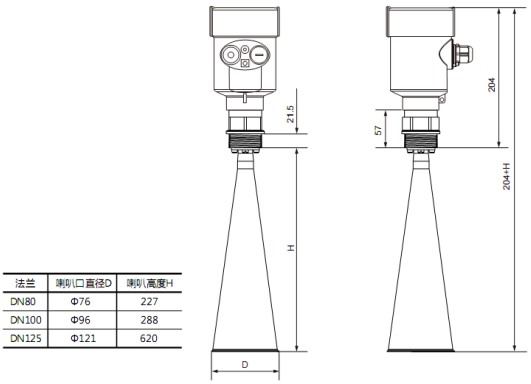 雷達(dá)水位計RD708外形尺寸圖