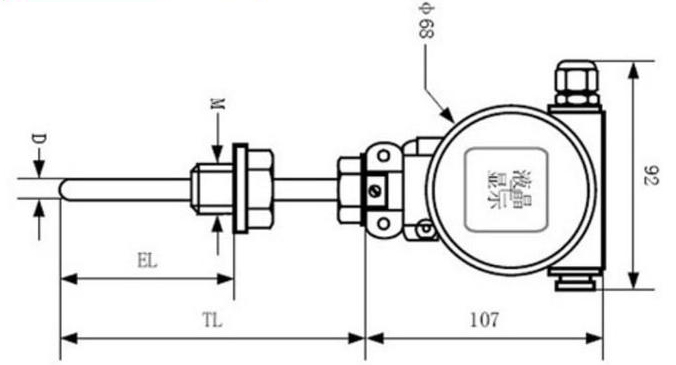 鎧裝溫度變送器外形尺寸圖
