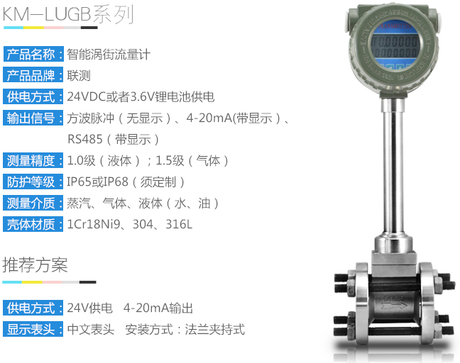 分體式壓縮空氣流量計(jì)參數(shù)對(duì)照表