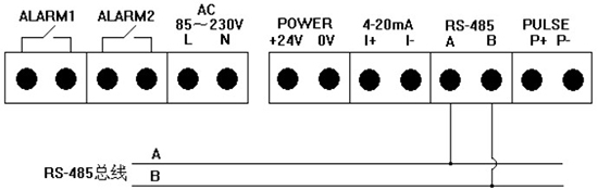 實(shí)驗室氣體質(zhì)量流量計RS-485通訊接線圖