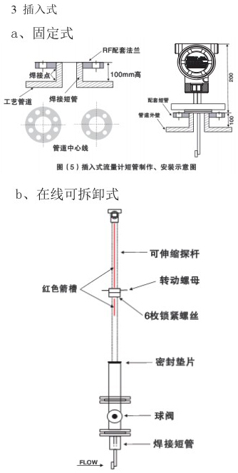 高粘度靶式流量計(jì)插入式安裝示意圖